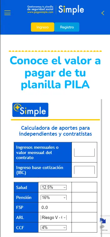 Calculadora Pago Simple