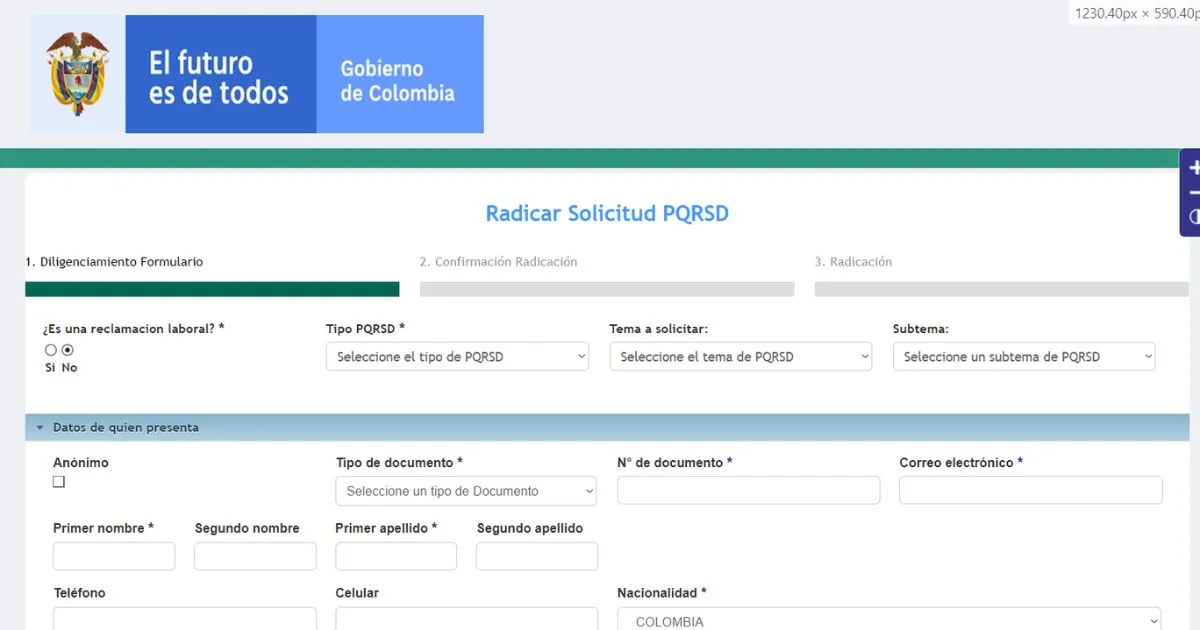 Aceptar manejo de datos personales MinTrabajo