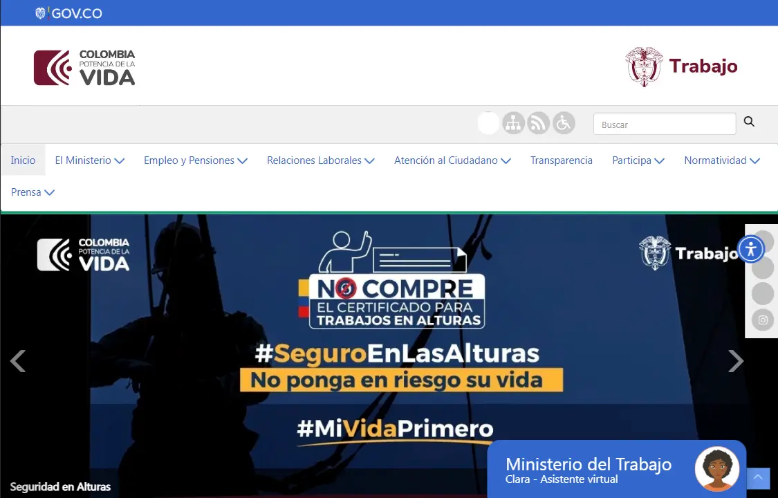 Pagina web ministerio del trabajo